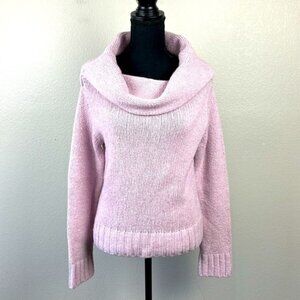 Anthropologie Cashmere Wool Sweater Cowl Neck Oversize Pastel Lilac Turtleneck S